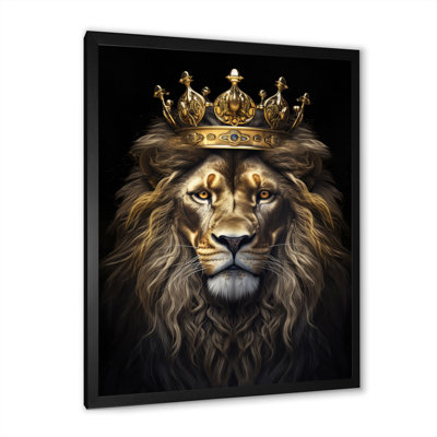 Majestic lion royal avec couronne d'or I - impressions sur toile de lion