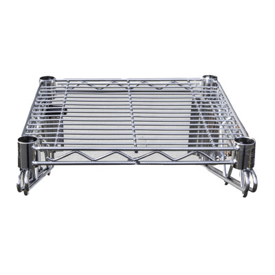 Express KitchQuip Heavy-Duty 18" H x 72" W x 72" D Chrome Wire Wall-Mounted Storage Shelf For Commercial Use