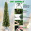 Arbre de Noël mince en PVC vert avec support stable en métal, parfait pour les petits espaces et les coins-1979549633