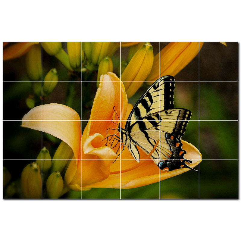 Murale décorative en céramique 8 po x 8 po Butterfly Photo