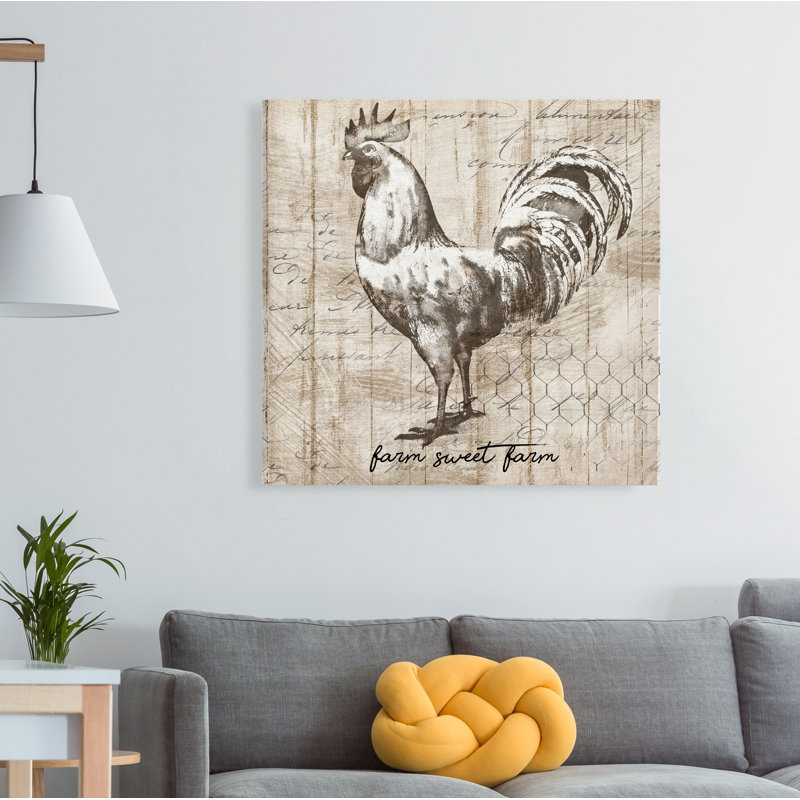 " Farm Rooster ", 10" H x 10" W x 1.5" D, Wrapped Canvas