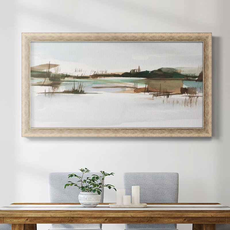 Toile Marsh Reeds II de qualité supérieure, prête à être accrochée, H 29 po x l 53 po x P 1,25 po, gris