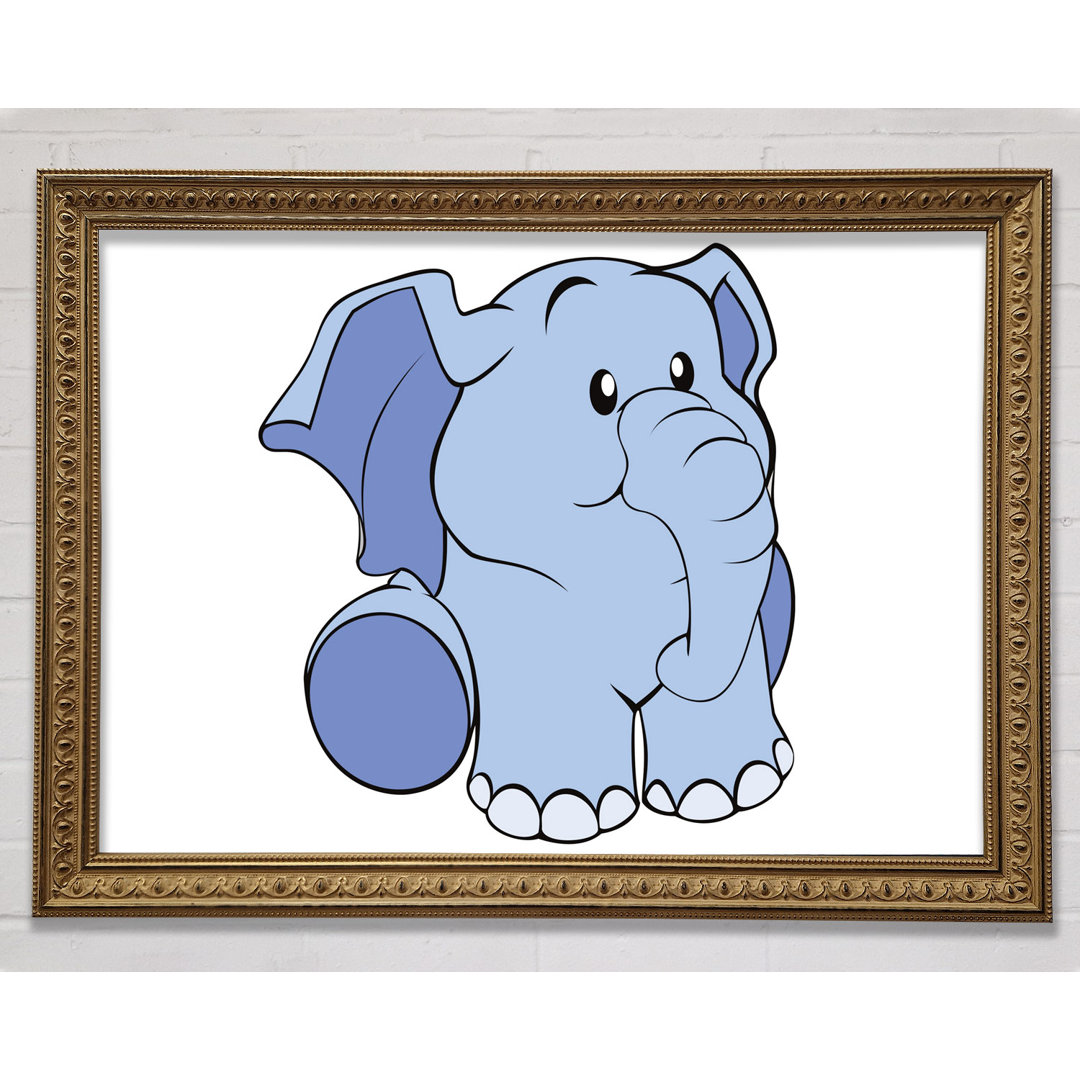 Gerahmtes Wandbild Happy Baby Elephant White