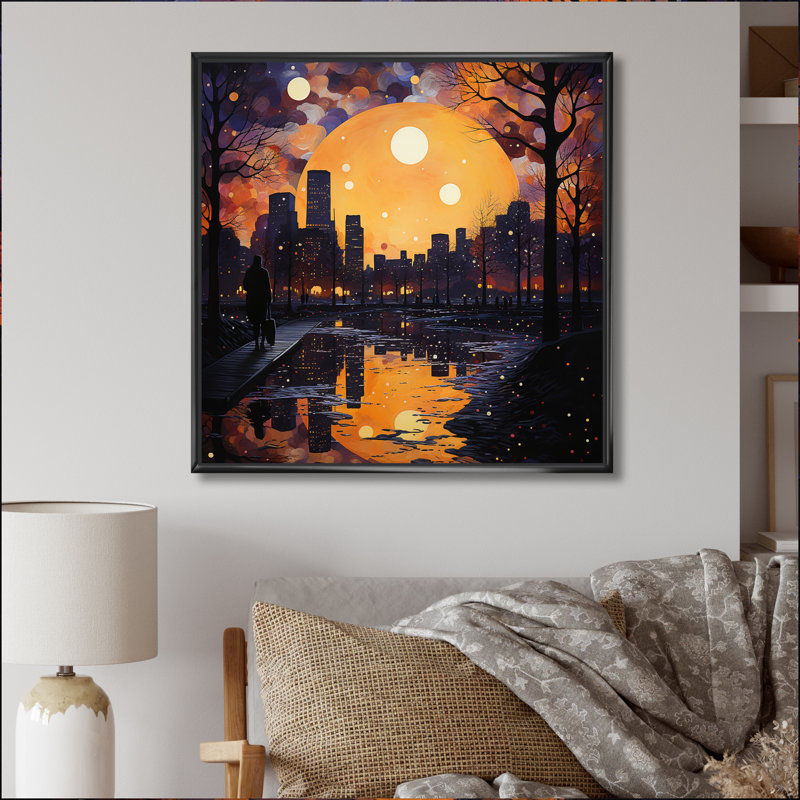 Harlem Renaissance Reflections Pointillism II - impression, 16" H x 16" W, Cadre flottant noir
