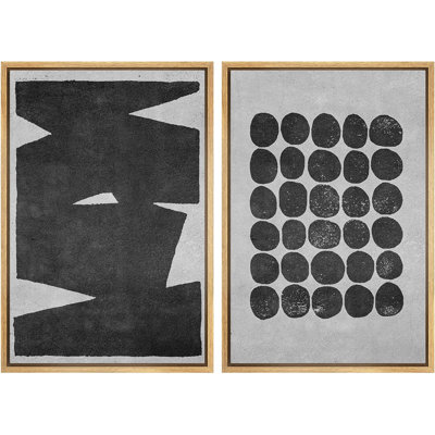 Formes rectangulaires noires et cercles empilés, art géométrique abstrait contemporain noir foncé