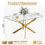 Table de salle à manger rectangulaire Gottwald 50" en verre pour 4 personnes, pieds croisés modernes en acier inoxydable, plateau en verre trempé, idéale pour les petits espaces.-1979574794-1979574793