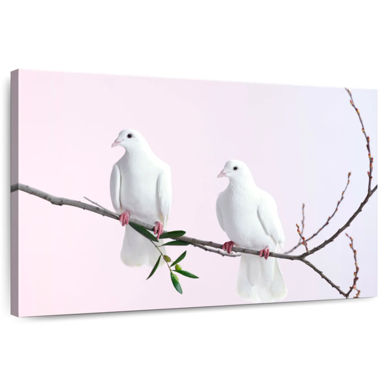 Brampt Perched White Doves, 16" H x 24" W