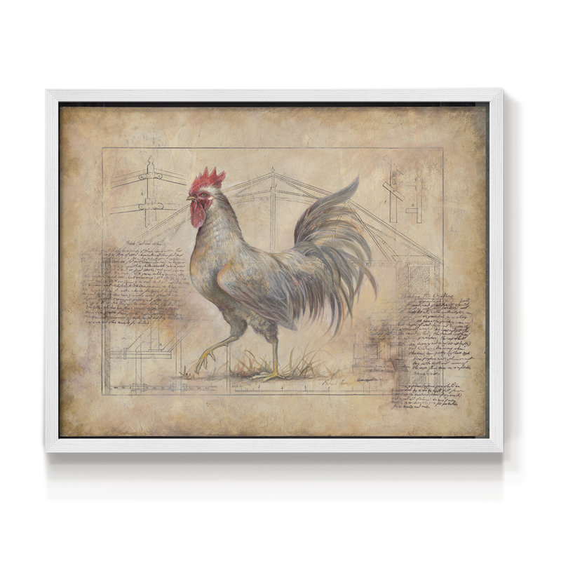 «Rustic Fowl II», reproduction encadrée, H 11 po x l 14 po, Blanc
