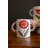 SET OF THREE CERAMIC DOUBLE HANDLE VASES WITH FLOWERS