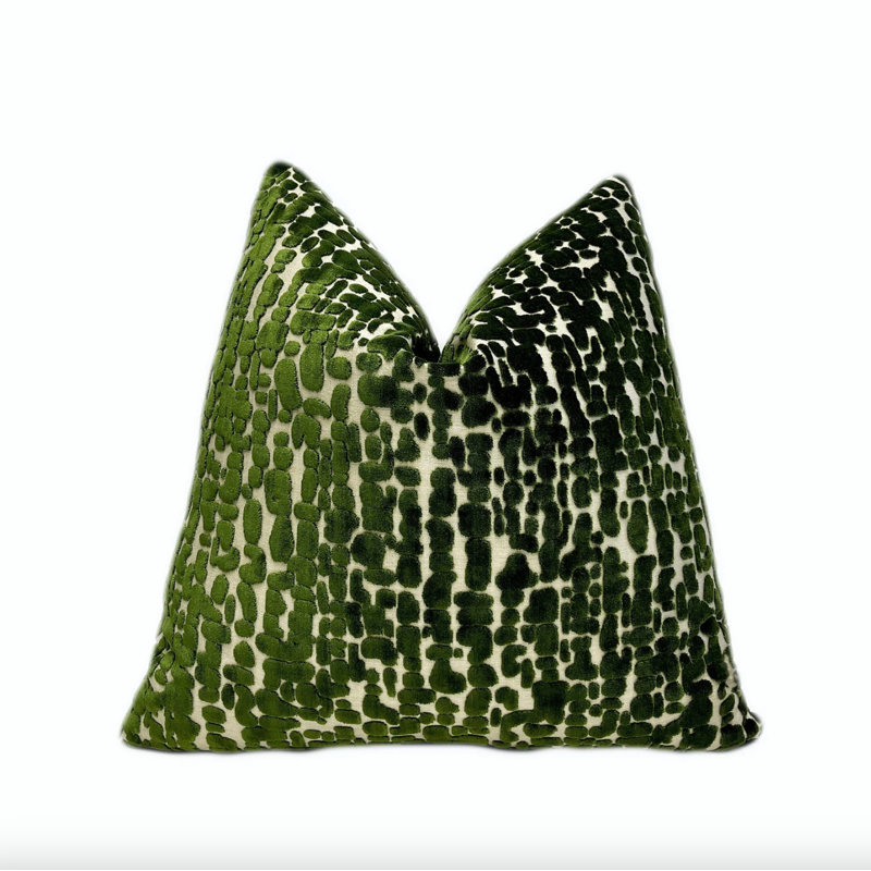 Velvet Speckles Throw Pillow Cover, 22"H x 22"W, Sage Green Dots
