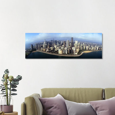 High Angle View of Buildings at the Waterfront, Chicago, Illinois, USA 1 Piece Wrapped Canvas Panoramic Wall Art