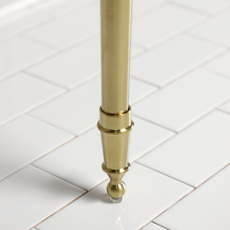 Kingston Brass Edwardian 37-Inch Ceramic Console Sink with Brass Legs, 8" Centers, White/Polished Chrome