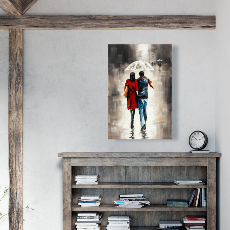 Art sur toile, "Quiet Walk in Couple in the Rain"