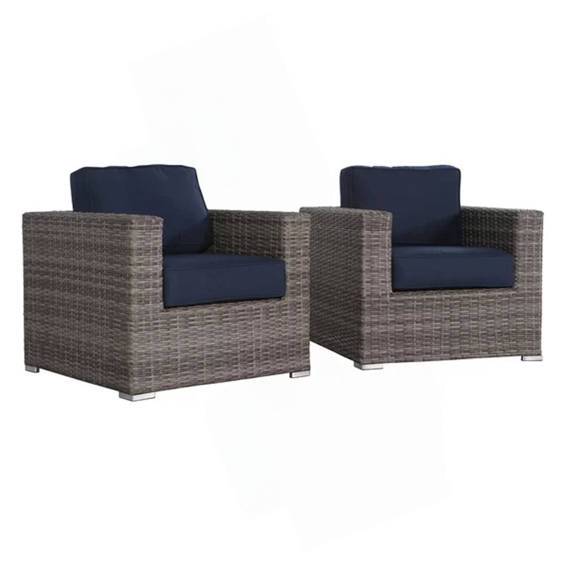 Fauteuil club en osier Sunbrella Gris
