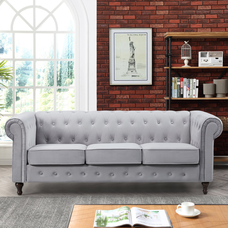Aliso Velvet Sofa, 3, Green