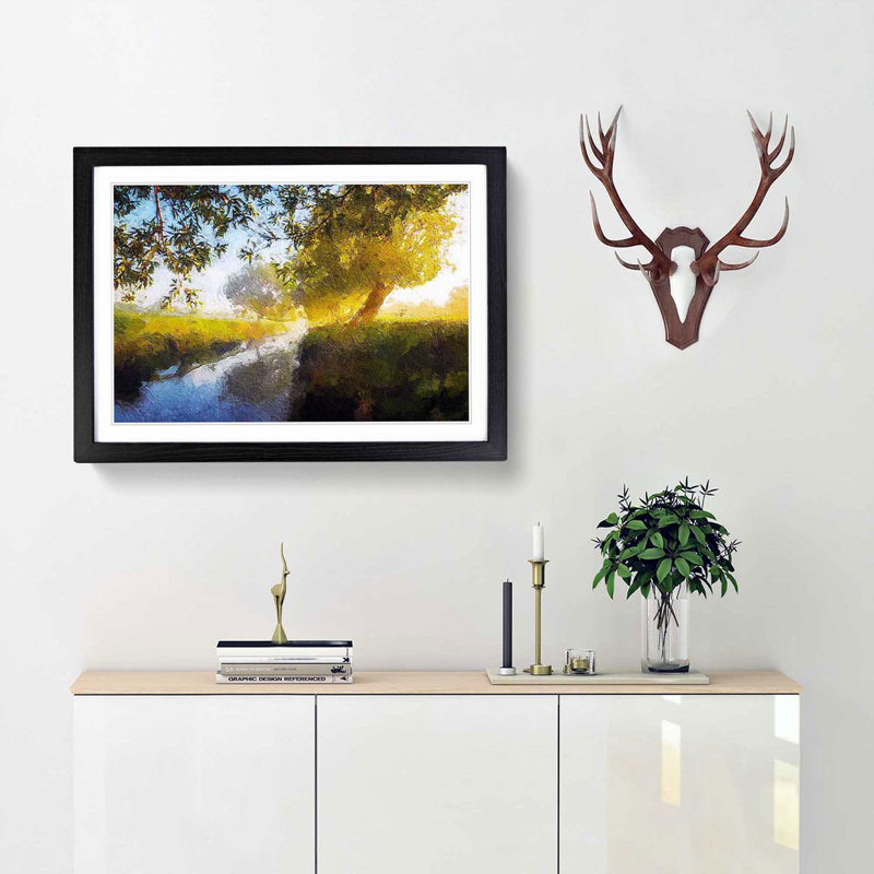 Beverley Brook River in London - Framed Print, 24cm H x 33cm W x 2cm D, Black Framed