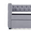 Élégant lit de jour en lin gris avec couchette, conception capitonnée et têtes de clou en cuivre, idéal pour les matelas simples et les espaces de vie modernes-1214209924