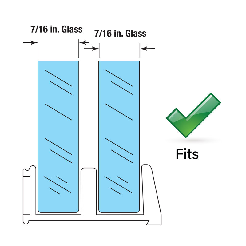 Sliding Shower Door Bottom Guide, 1/2 in. Channels, Plastic Construction, Clear, Adhesive Backing (2 Pack)