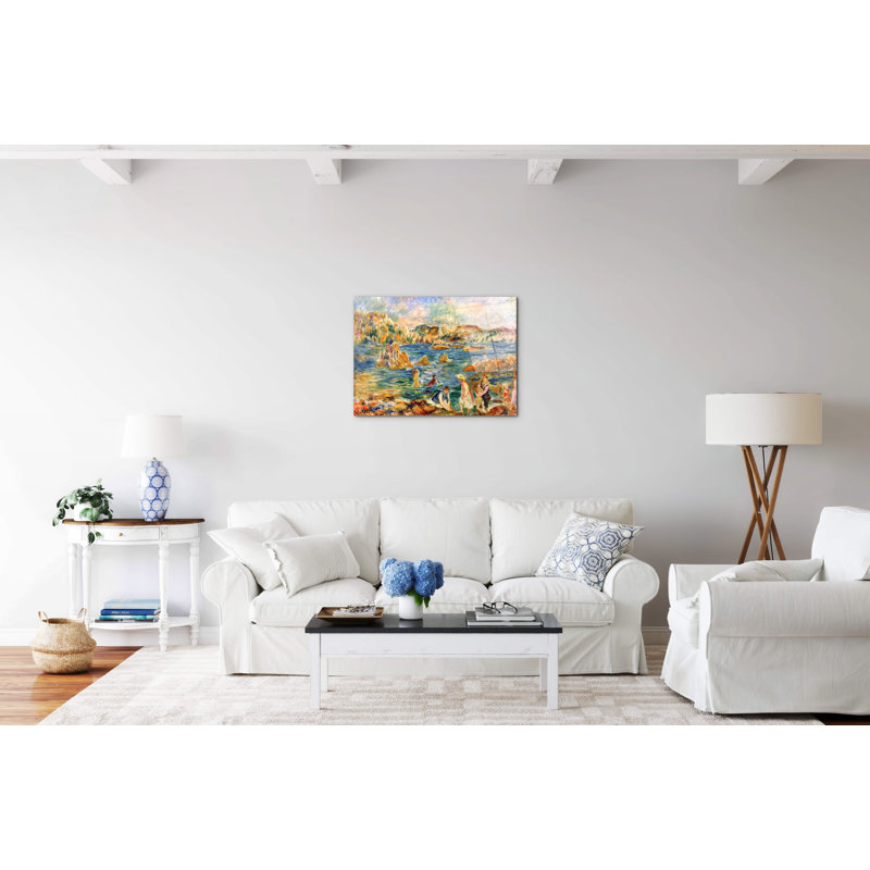 At the beach of Guernesey by Renoir Pierre-Auguste 57cm H X 76cm W CrystalArt Material Acrylic Glass Effect, Frameless Panel Lightweight Ready to Hang