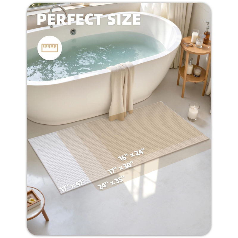 Tapis pour salle de bain en chenille, L 24 po x l 16 po, Blanc