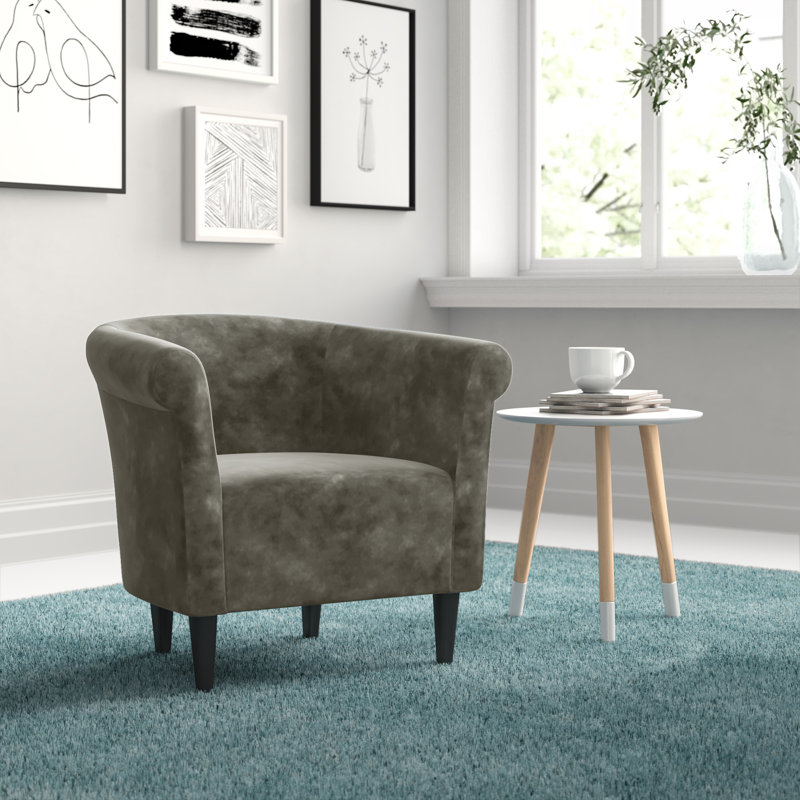 Liam Upholstered Barrel Chair, Silver Microsuede