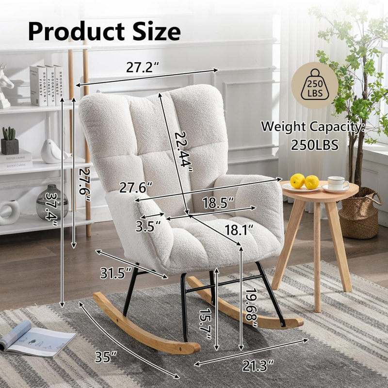 George Taylor Rocking Chair George Oliver Upholstered Teddy Rocking Chair Glider Accent Chair | Wayfair