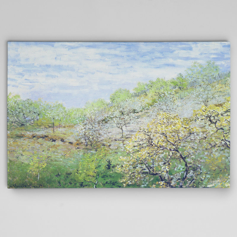«Apple Trees Blooming», reproduction sur papier, H 18 po x l 27 po x 1,5 po, Toile tendue
