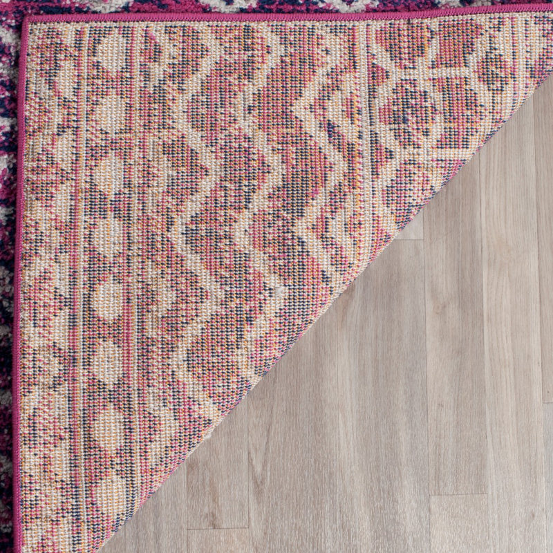 Christa Geometric Fuchsia/Navy Area Rug, Rectangle 3' x 5'
