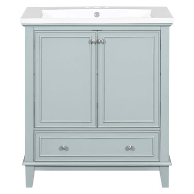 30" Bathroom Vanity With Sink Combo, Multi-Functional Bathroom Cabinet With Doors And Drawer, Solid Frame And Mdf Board