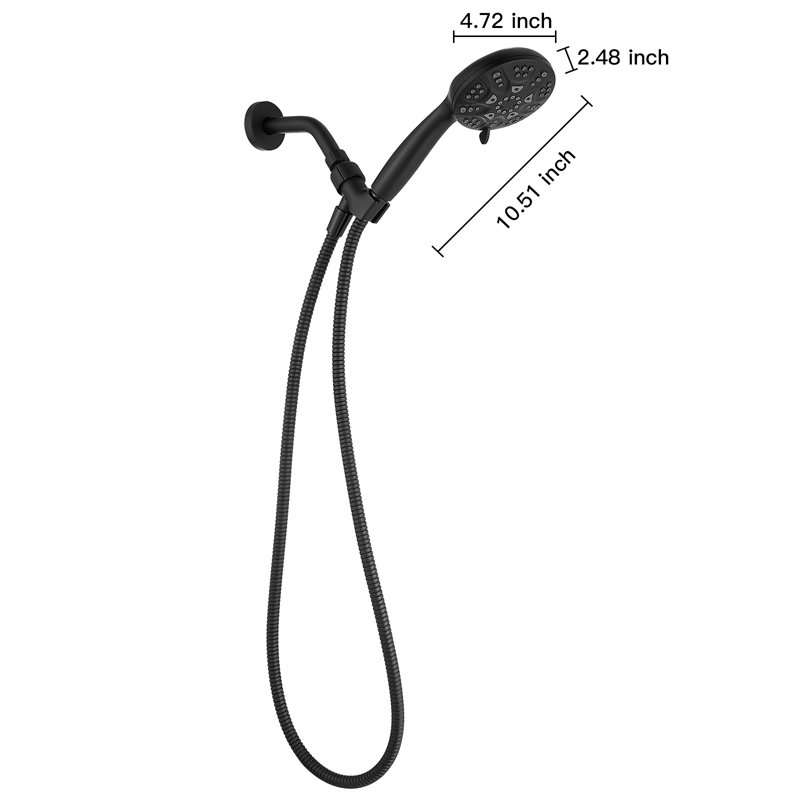 Matte Black Stainless Steel Handheld Shower Head with Adjustable Bracket