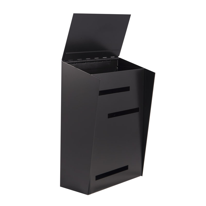 9 in x 12 in Steel Wall Mounted Mailbox, White/Black