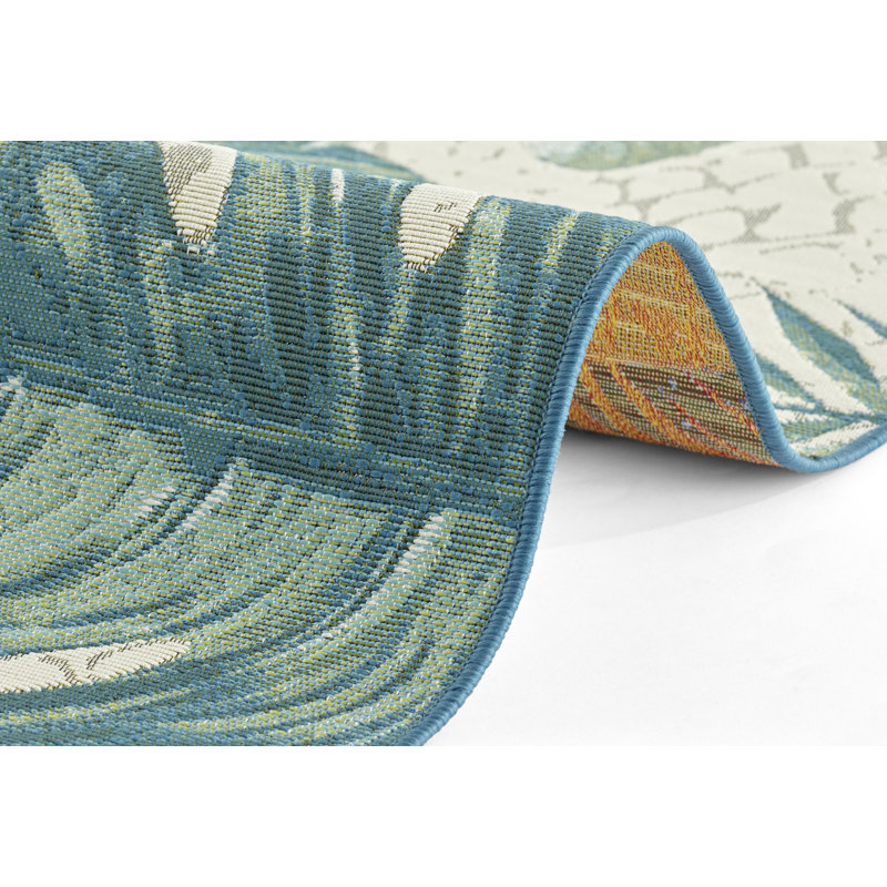 Leaves Turquoise Indoor/Outdoor Rug, Rectangle 200 x 285cm
