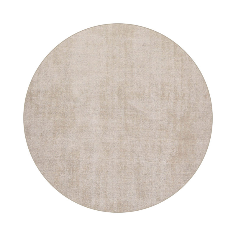 Tapis taupe touffeté à la main de style oriental texturé contemporain, Rond 5 pi