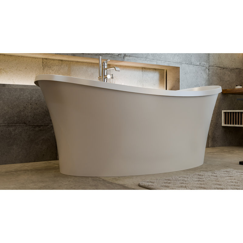DreamLine Continuum 66 in. L x 36 in. W x 27 3/8 in. H Acrylic Double Slipper Freestanding Tub, White, White