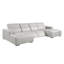 Canapé modulaire en U en cuir véritable 4 pièces gris clair avec 2 fauteuils inclinables électriques et appuis-tête réglables-133067163