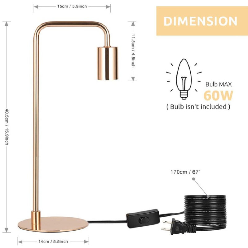 Metal Desk Lamp, Rose Gold