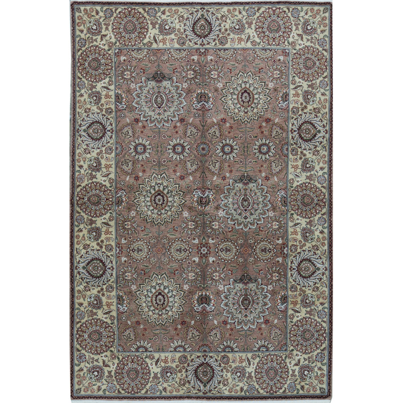 Tapis brun et doré de haute qualité noué à la main