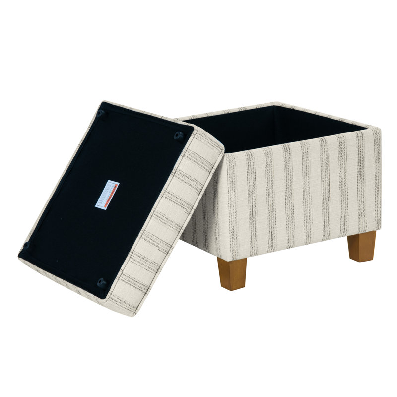 Repose-pieds carré avec rangement 17,5 "Asha, Grey/Cream Stripe
