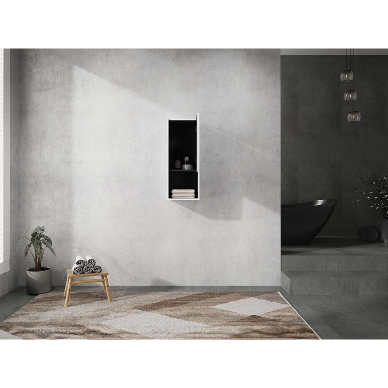 12-Inch Float Mounting Bathroom Side Cabinet With Soft Close Doors & Open Shelf, White