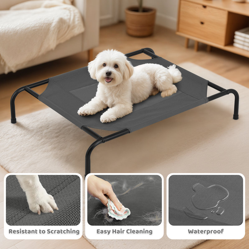 Portable Elevated Pet Bed Dog Cot Bed With Removable Bolster, Extra Small (35.5" W x 25.5" D x 7.5" H), Dark Green