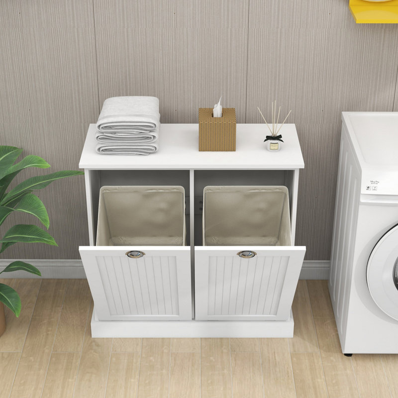 Two-Compartment Tilt-Out Laundry Sorter Cabinet