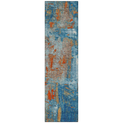 Aria Navy Washable Indoor-Outdoor Rug - 