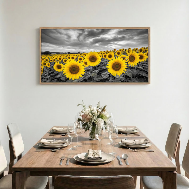 Tournesol sur toile encadrée, ensemble de reproductions d'art sur toile encadrées de 1 pi 48 po x 24 po, 48 x 24 pouces