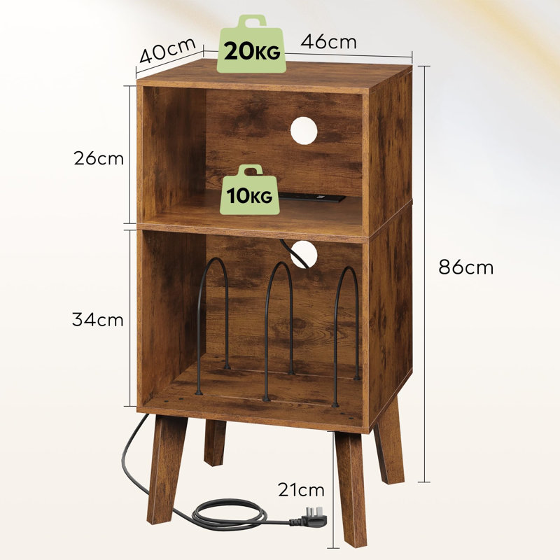 86 cm H Media Shelves, Rustic Brown
