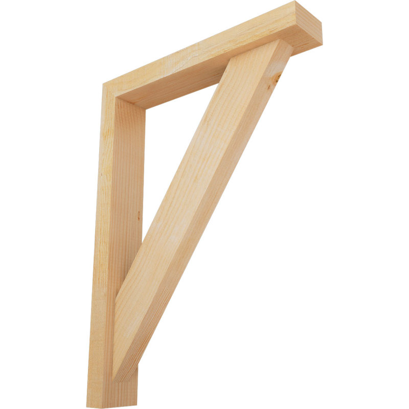 4"W x 22"D x 30"H Traditional Block Rough Sawn Bracket w/ Offset Brace, Douglas Fir, 30 x 22, 4"W Douglas Fir (Rough Sawn)