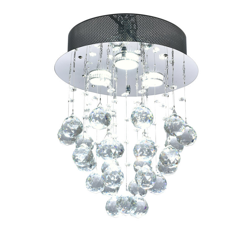 Mendel 3-Light Transitional Crystal Semi Flush Mount , 18" H x 12" D