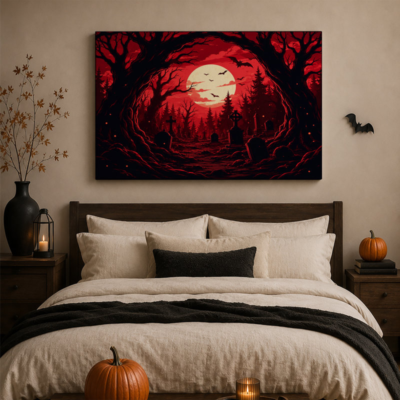 Art mural sur toile d'Halloween, H 16 po x l 24 po