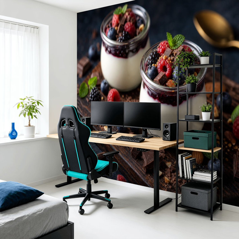 Peel and Stick Wallpaper Wall Mural Yogurt granola berry fruits chocolate Wall Art Self Adhesive and Removable