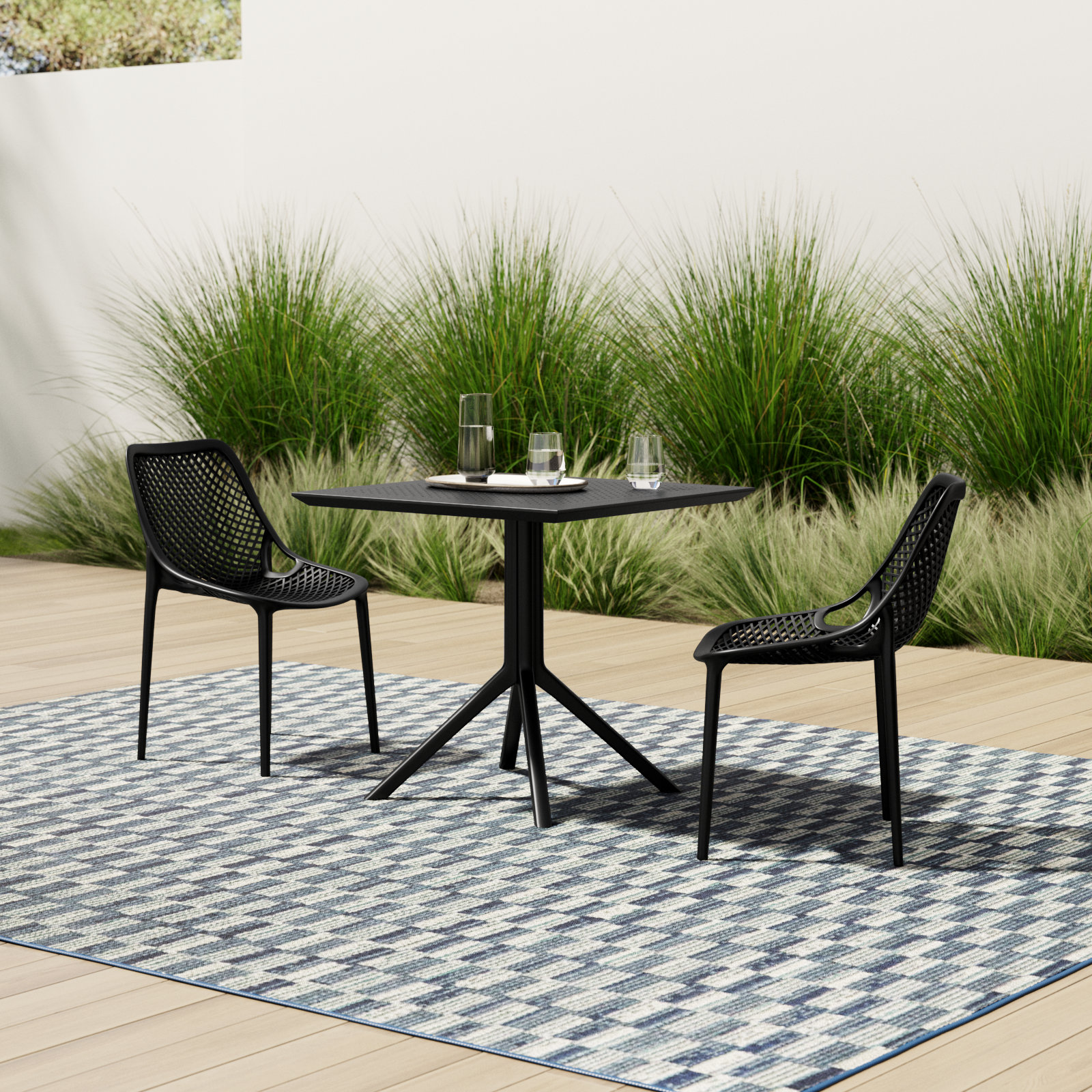 Farrah Square 2-Person Bistro Set, Black