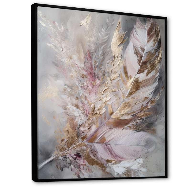 «Langworthy Pink Feather Boho Majesty I», reproduction sur toile, H 20 po x l 12 po x P 1 po, Cadre flottant noir